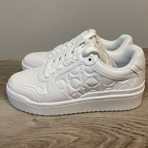 Calvin Klein Aelora White Embossed Logo Sneakers